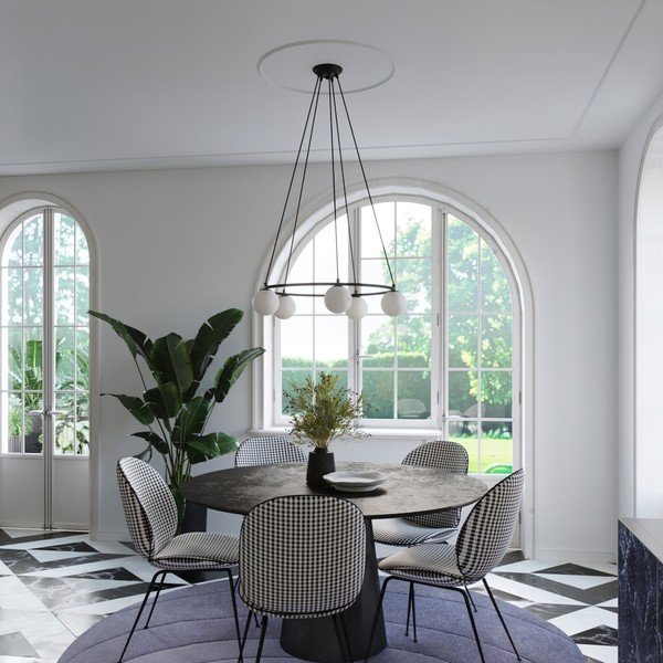 Bílé/černé závěsné svítidlo se skleněným stínidlem Umerta – Sollux-image-4