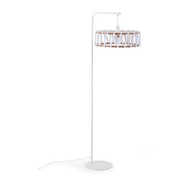 Stojací lampa s bílou konstrukcí a velkým bílým stínidlem EMKO Macaron-image-1