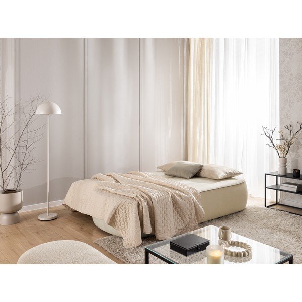 Béžová/taupe sametová rozkládací/s úložným prostorem pohovka 210 cm Saga – Ropez-image-4