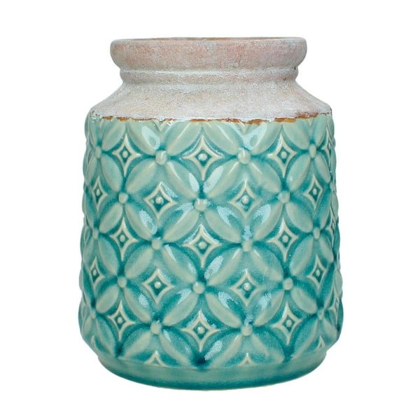Tyrkysová keramická váza HF Living Shell, výška 20 cm