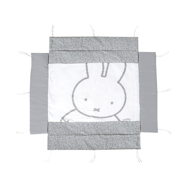 Bílý/šedý mantinel do postýlky s příměsí bavlny 96 cm Miffy – Roba