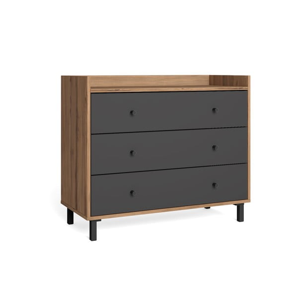 Šedá nízká komoda v dekoru ořechu 92x75 cm Malta - Marckeric-image-1