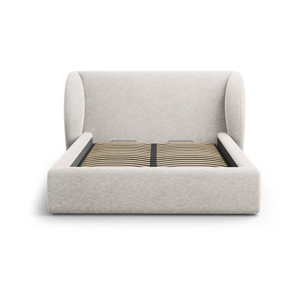 Světle šedá čalouněná dvoulůžková postel s úložným prostorem s roštem 160x200 cm Miley – Micadoni -image-3