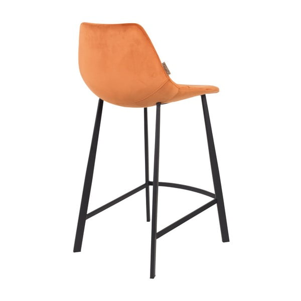 Sada 2 oranžových barových židlí se sametovým potahem Dutchbone, výška 91 cm-image-3