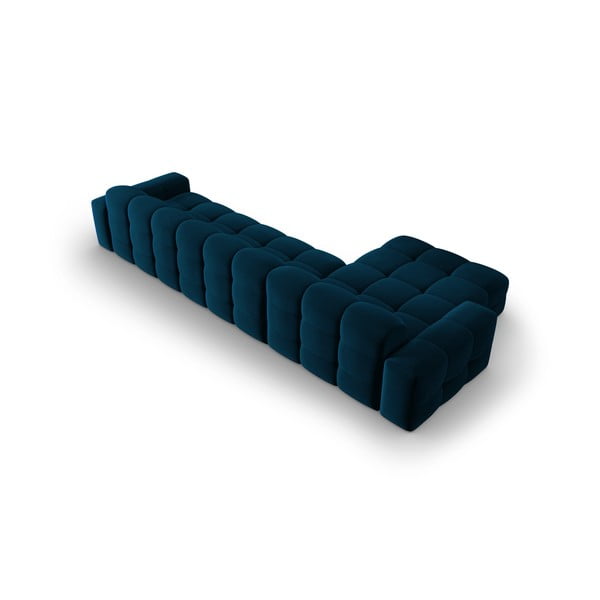 Tmavě modrá sametová rohová pohovka (levý roh) Kendal – Micadoni Home-image-4