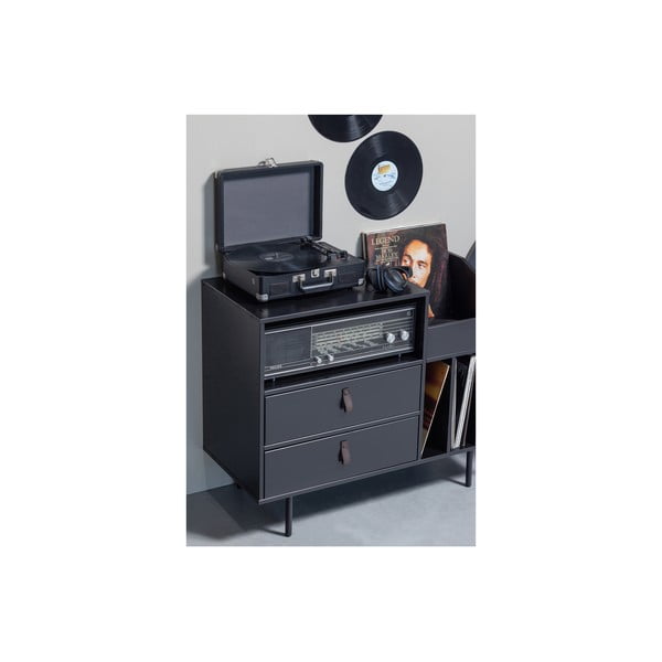 Černá gramofonová skříňka z borovicového dřeva 90x73 cm Jackson – WOOOD-image-3