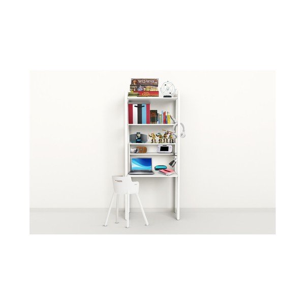 Bílý dětský policový díl s psacím stolem Flexa Shelfie, výška 189,2 cm-image-1