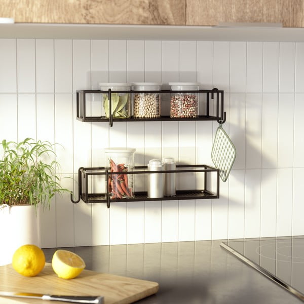 Černé samodržící ocelové koupelnové poličky 2 ks Cubiko – Umbra-image-4