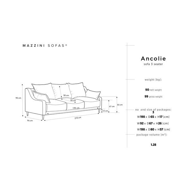 Béžová rozkládací pohovka s úložným prostorem Mazzini Sofas Ancolie, 215 cm-image-1