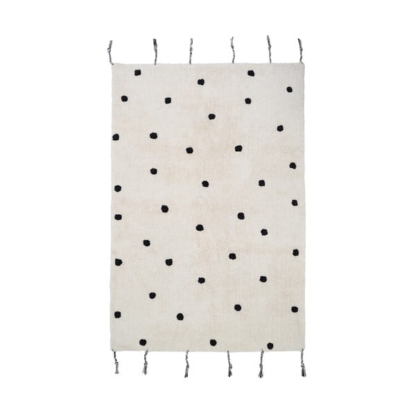 Černo-krémový pratelný ručně tkaný bavlněný koberec 100x150 cm Nümi Black – Nattiot