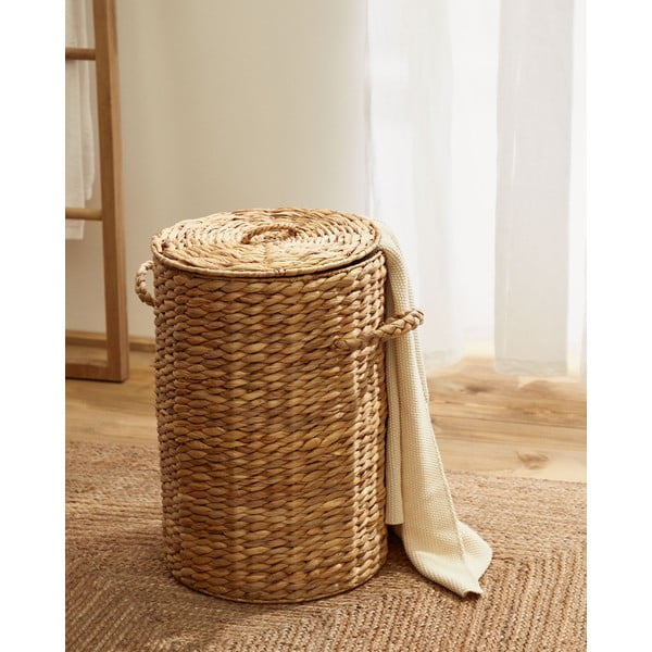 Koš na prádlo z vodního hyacintu v přírodní barvě Yessira – Kave Home-image-1