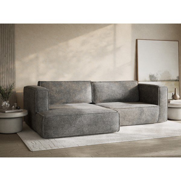 Šedá žinylková rozkládací/s úložným prostorem rohová pohovka (levý roh/s lenoškou) Velto – Maison de Rêve-image-4