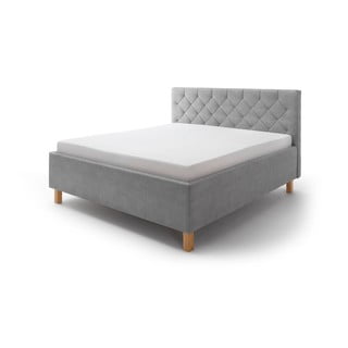 Světle šedá čalouněná dvoulůžková postel s úložným prostorem s roštem 160x200 cm San Remo – Meise Möbel