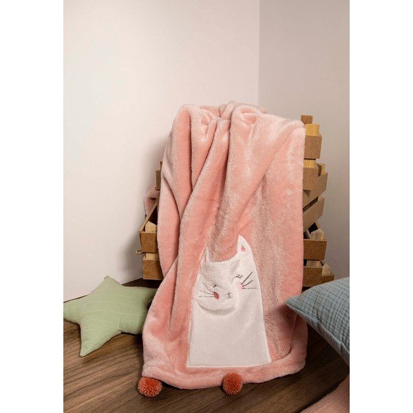 Růžová bavlněná dětská deka 75x120 cm Kitty – Mijolnir-image-2