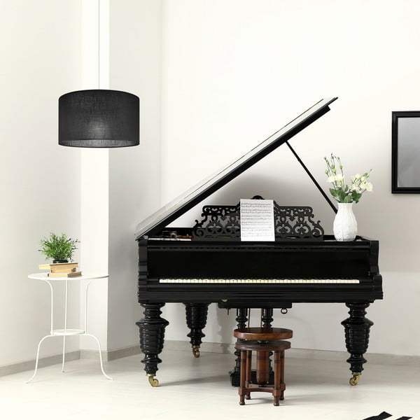 Černé závěsné svítidlo s textilním stínidlem ø 35 cm Vivian – LAMKUR-image-2