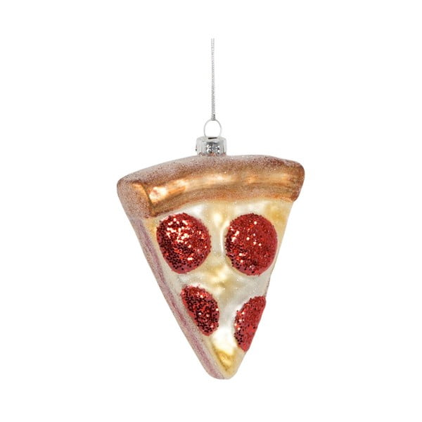 Skleněná ručně vyrobená vánoční ozdoba 10 cm Pizza Slice – Sass & Belle