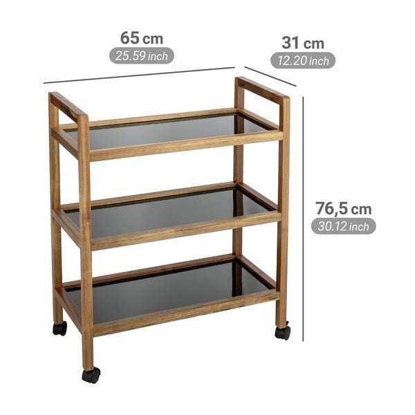 Černý/v přírodní barvě koupelnový regál z masivu akácie 65x76,5 cm Fondi – Wenko-image-3