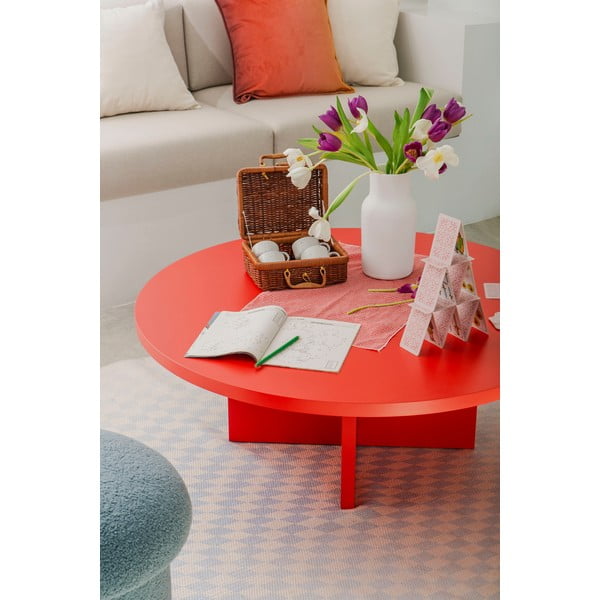 Červený kulatý konferenční stolek ø 100 cm Pausa – Really Nice Things-image-1