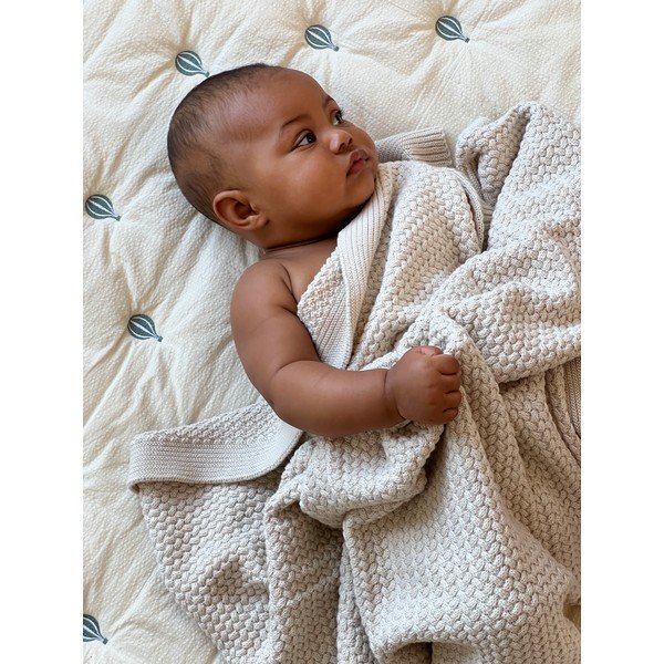 Světle žlutá/modrá prošívaná dětská deka z Bio bavlny 90x120 cm Balloon – Cam Cam Copenhagen-image-3