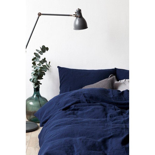 Námořnicky modrý lněný povlak na peřinu Linen Tales, 140 x 220 cm-image-1