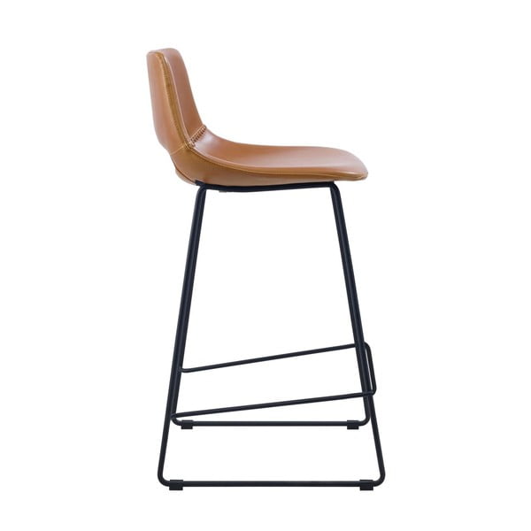 Koňakově hnědá barová židle z imitace kůže (výška sedáku 65 cm) Zahara – Kave Home-image-3