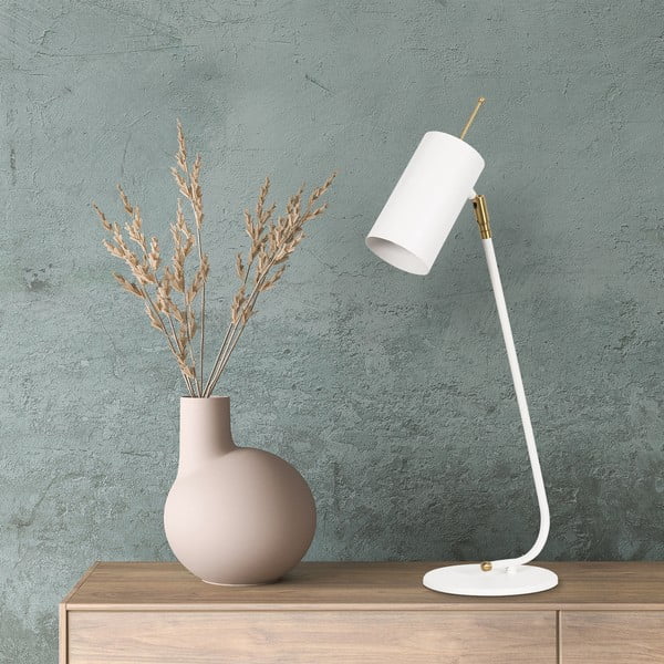 Bílá stolní lampa s kovovým stínidlem (výška 55 cm) Sivani – Opviq lights-image-3