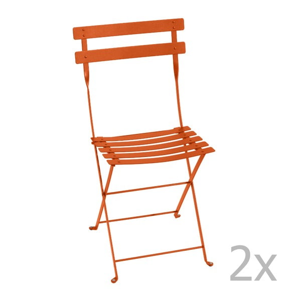 Sada 2 oranžových skládacích židlí Fermob Bistro