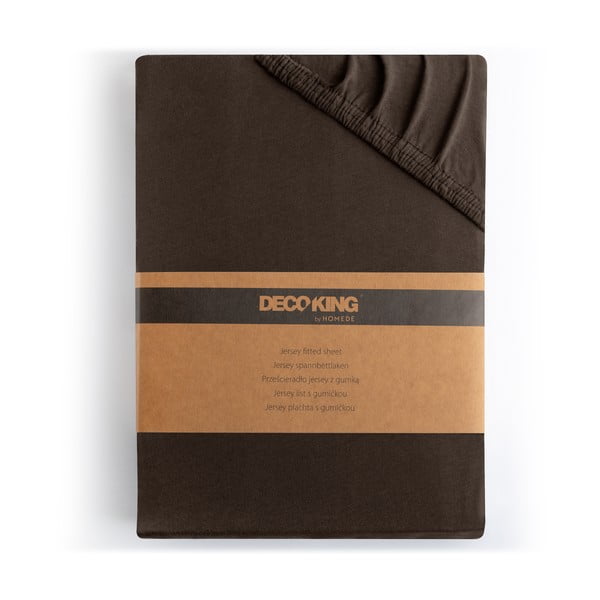 Tmavě hnědé napínací prostěradlo jersey 90x200 cm Amber – Restilo-image-4