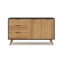 Černá/přírodní nízká komoda z borovicového dřeva 140x81 cm Lavis – Marckeric