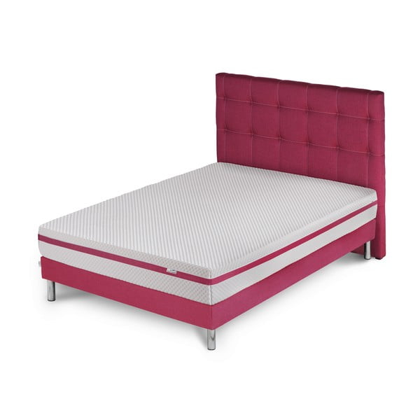 Růžová postel s matrací Stella Cadente Pluton Saches, 160 x 200  cm