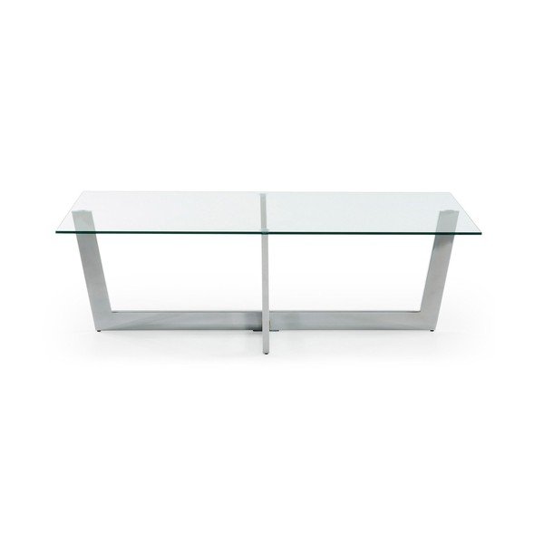 Konferenční stolek se skleněnou deskou ve stříbrné barvě 70x120 cm Plam – Kave Home-image-4