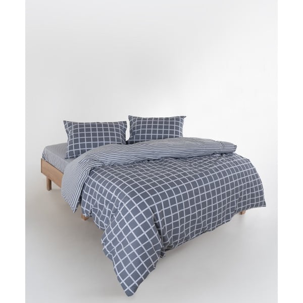Šedé povlečení na dvoulůžko/prodloužené z bavlny Renforcé 240x220 cm Linear Calm Geometric – Mila Home Luxury-image-2