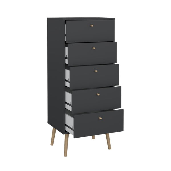 Antracitová vysoká komoda 50x120 cm Bodo – Tvilum-image-3