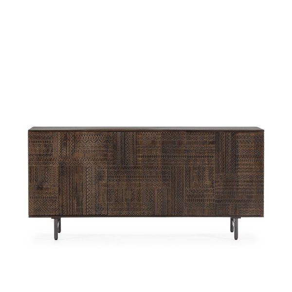 Tmavě hnědá komoda z mangového dřeva 160x75x40 cm Kalai – MOME