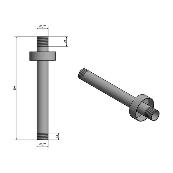Matně černý mosazný díl pro připojení sprchy – Sapho-image-1
