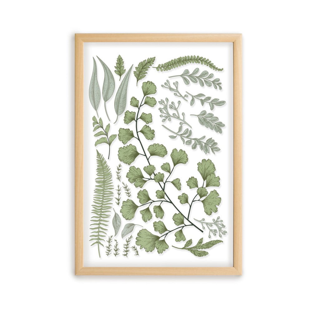 Obraz s rámem z borovicového dřeva Surdic Leafes Collection, 50 x 70 cm