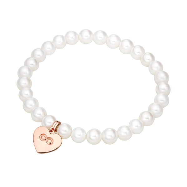 Bílý perlový náramek s přívěškem Nova Pearls Copenhagen Heart, délka 20 cm