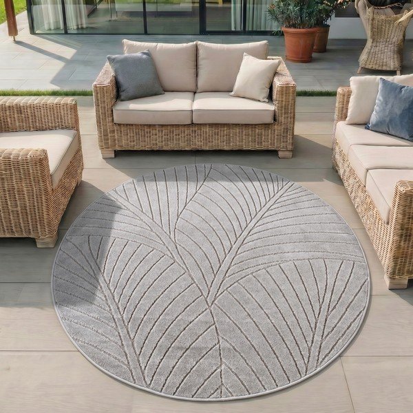 Kulatý vnitřní a venkovní koberec ve stříbrné barvě ø 160 cm Nova 1203 – Ayyildiz Carpets-image-1