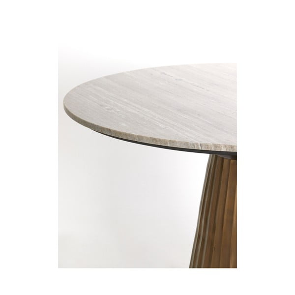 Kulatý jídelní stůl v bronzové a přírodní barvě s deskou v dekoru mramoru ø 100 cm Rianne – Light & Living-image-1