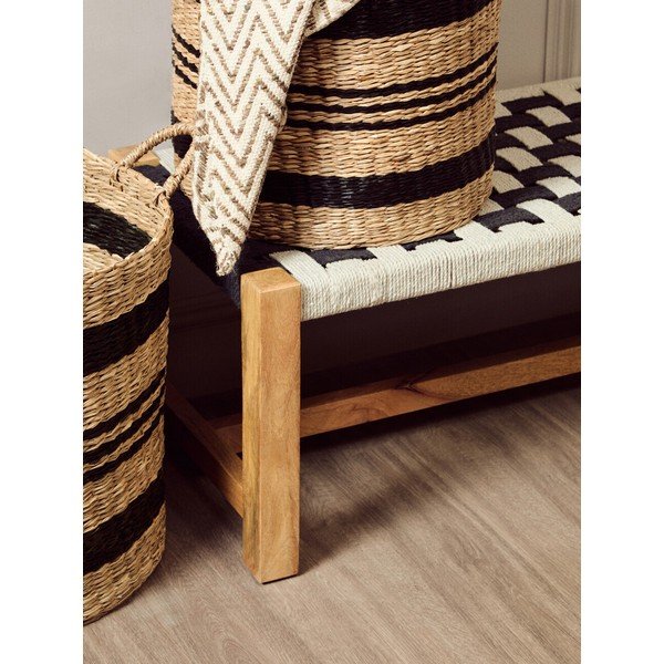 Černobílá dřevěná lavice Satna – Premier Housewares-image-4