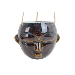 Tmavě hnědý závěsný květináč PT LIVING Mask, výška 15,2 cm