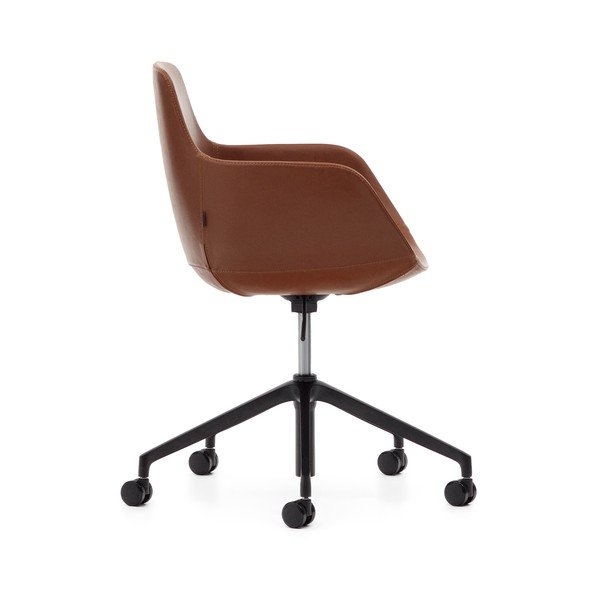Koňakově hnědá kancelářská židle z imitace kůže Tissiana – Kave Home-image-3