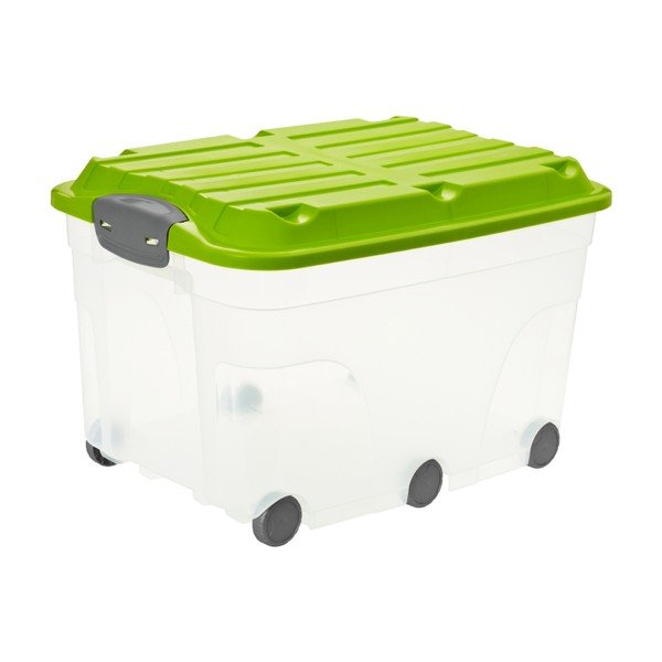 Plastový úložný box s víkem na kolečkách 57 l Roller - Rotho