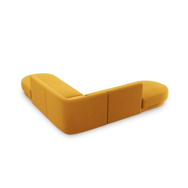 Sametová rohová pohovka v hořčicové barvě Miley – Micadoni Home-image-4