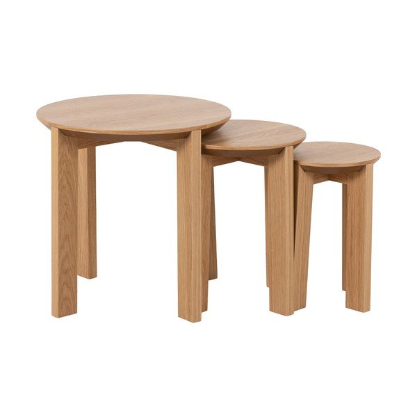 Kulaté odkládací stolky v sadě 3 ks v dekoru dubu ø 50 cm Maxime - Actona-image-3