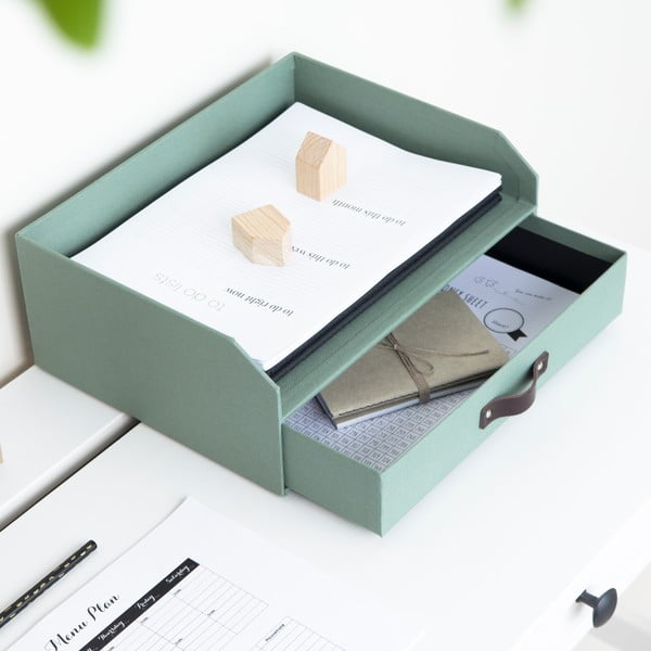 Zelený kartonový organizér zásuvkový/na dokumenty Walter Canvas Paper Laminate – Bigso-image-3