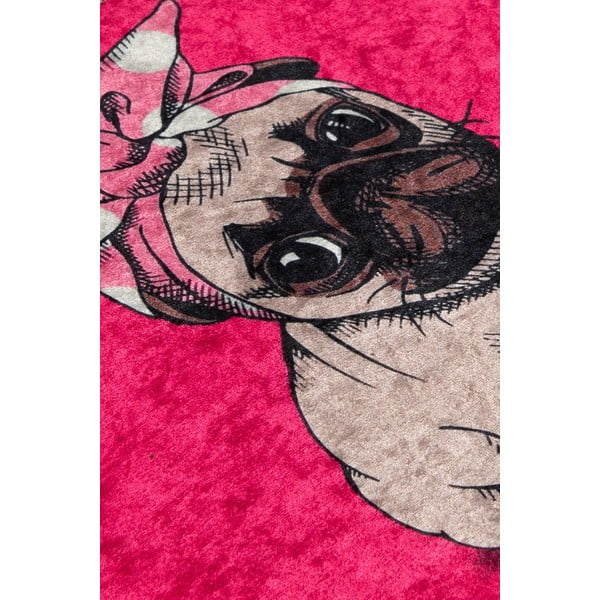 Růžová koupelnová předložka 40x60 cm Pink Pug – Foutastic-image-2