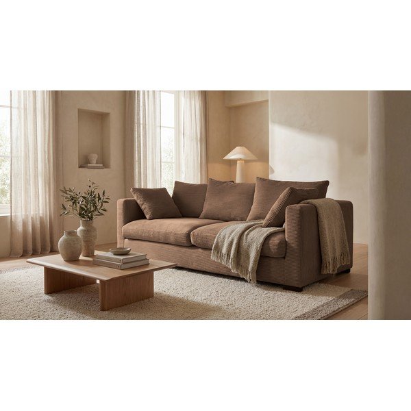 Světle hnědá manšestrová pohovka 220 cm Comfy – Scandic-image-1