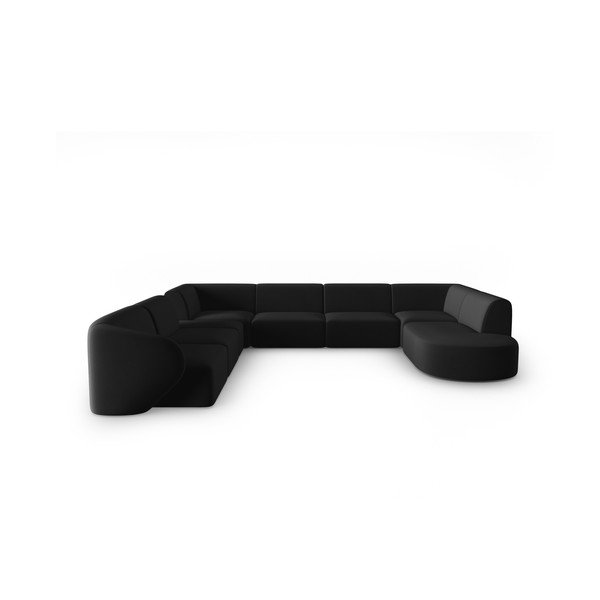 Černá sametová rohová pohovka (levý roh/do "U") Paolo – Milo Casa