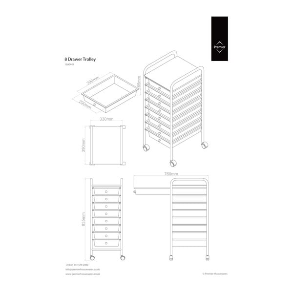 Plastový pojízdný regál v bílo-stříbrné barvě 33x83 cm – Premier Housewares-image-1